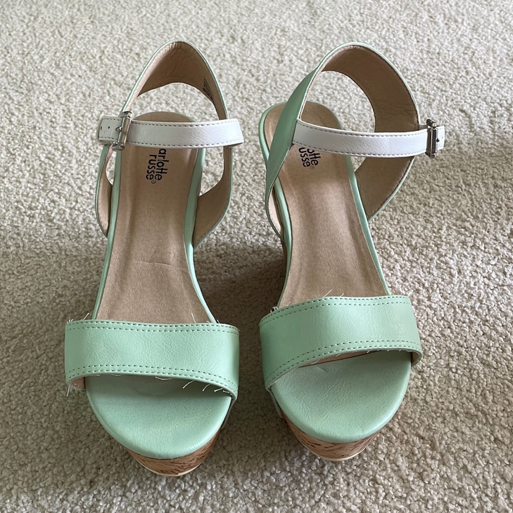 Mint green wedges